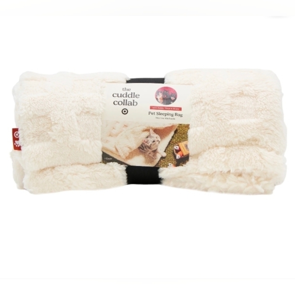 The Cuddle Collab with Zelda, Titus & Brave Plush Pet Sleeping Bag Beige